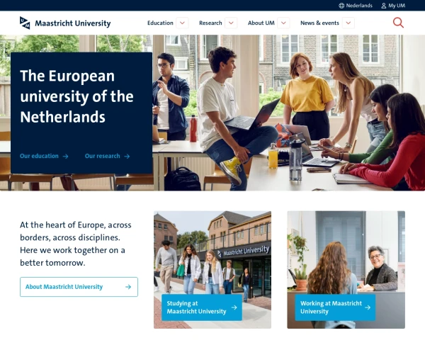 screenshot of Maastricht University website