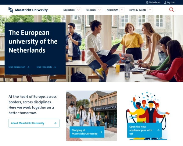 screenshot of Maastricht University website
