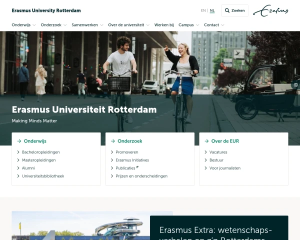 screenshot of Erasmus University Rotterdam website