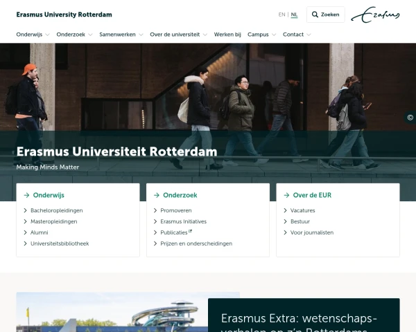 screenshot of Erasmus University Rotterdam website