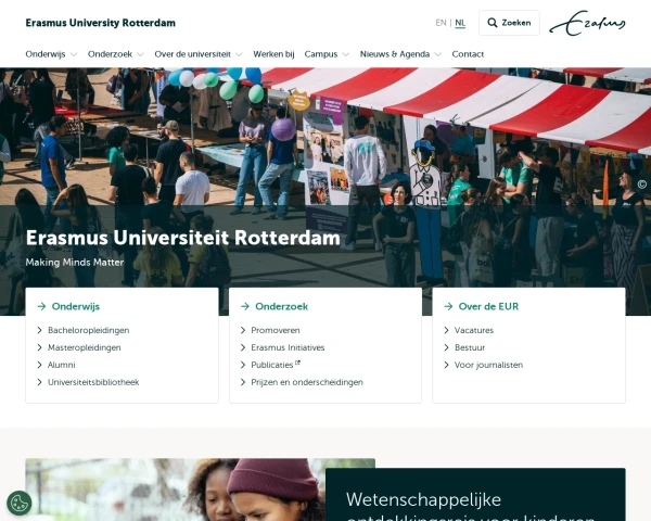 screenshot of Erasmus University Rotterdam website