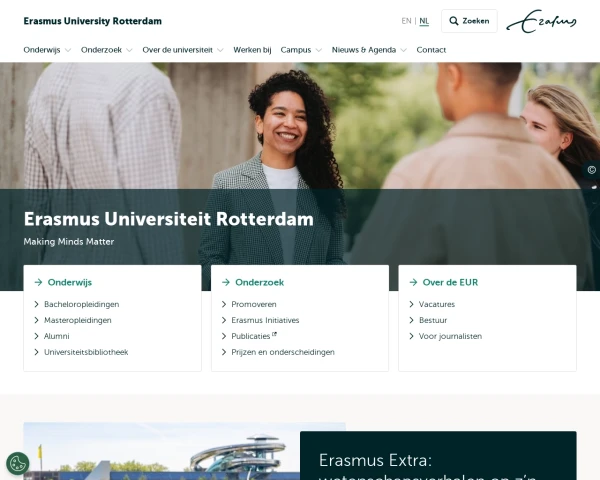 screenshot of Erasmus University Rotterdam website