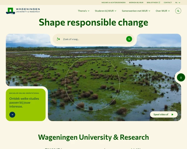 screenshot of Wageningen University & Research website