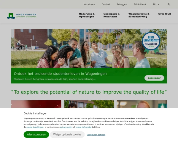 screenshot of Wageningen University & Research website