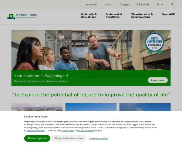 screenshot of Wageningen University & Research website