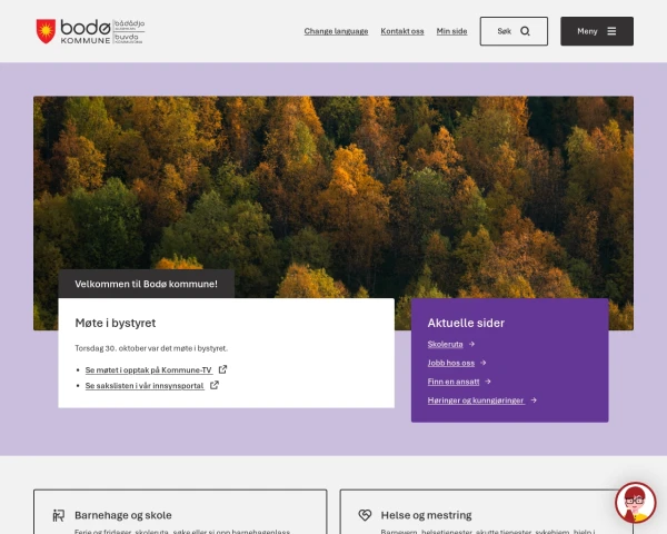 screenshot of Bodø website