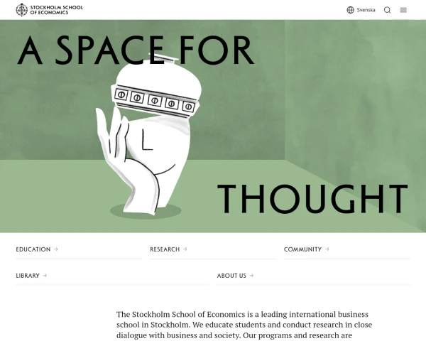 screenshot of Handelshögskolan i Stockholm website