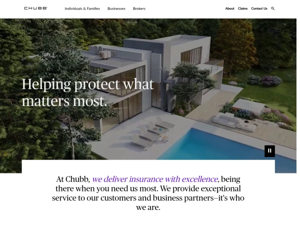 screenshot of Chubb Insurance Australia website