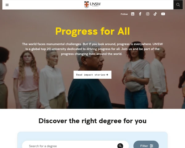 screenshot of University of New South Wales (UNSW) website
