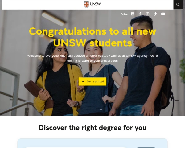 screenshot of University of New South Wales (UNSW) website