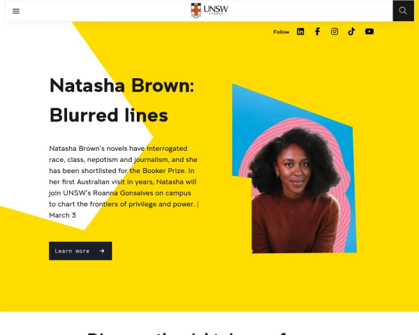 screenshot of University of New South Wales (UNSW) website