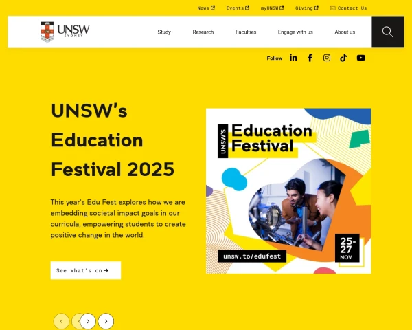 screenshot of University of New South Wales (UNSW) website