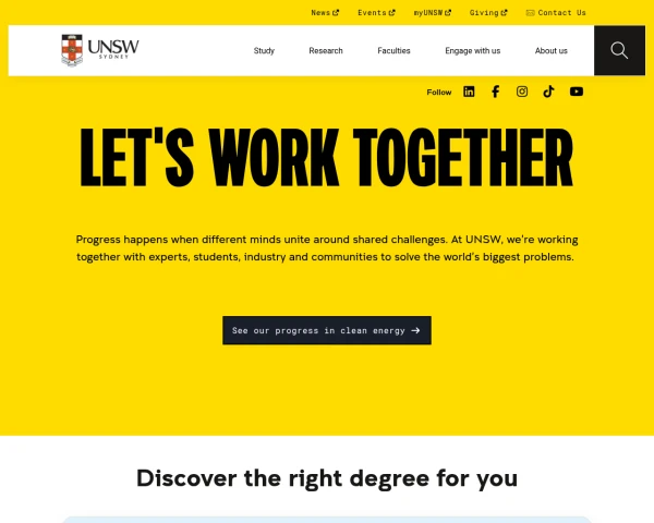 screenshot of University of New South Wales (UNSW) website