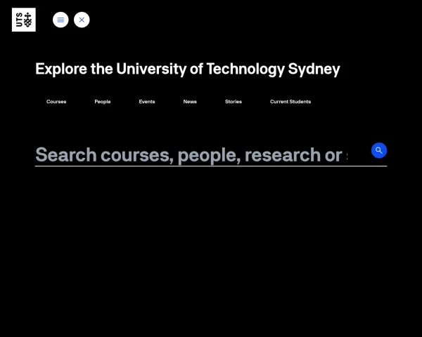 screenshot of University of Technology Sydney (UTS) website