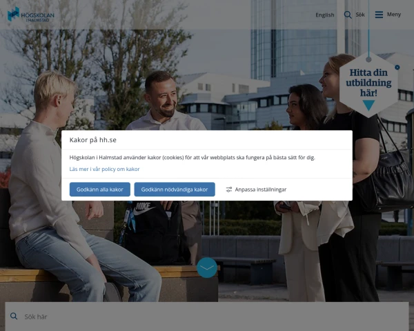 screenshot of Högskolan i Halmstad website