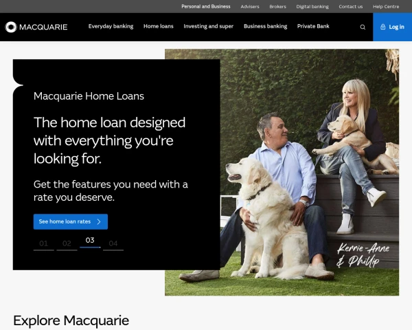 screenshot of Macquarie Bank website