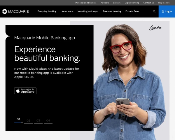 screenshot of Macquarie Bank website