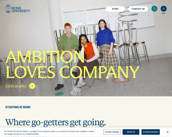 screenshot of Bond University website