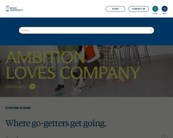screenshot of Bond University website
