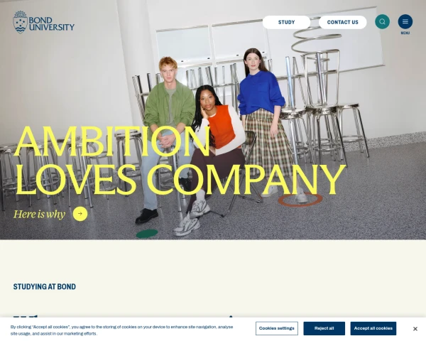 screenshot of Bond University website