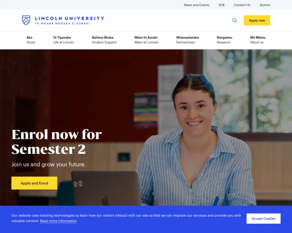 screenshot of Lincoln University website