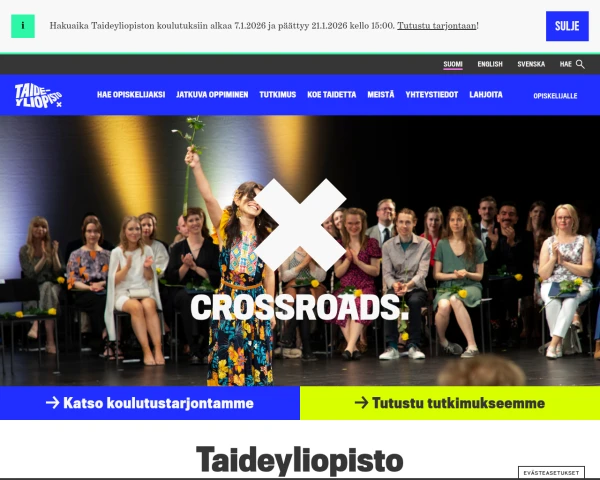 screenshot of Uniarts Helsinki website