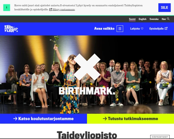 screenshot of Uniarts Helsinki website