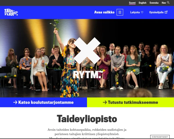 screenshot of Uniarts Helsinki website