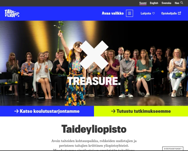 screenshot of Uniarts Helsinki website