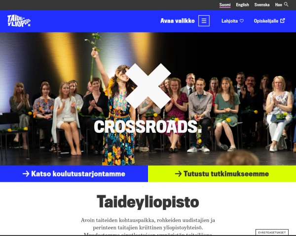 screenshot of Uniarts Helsinki website