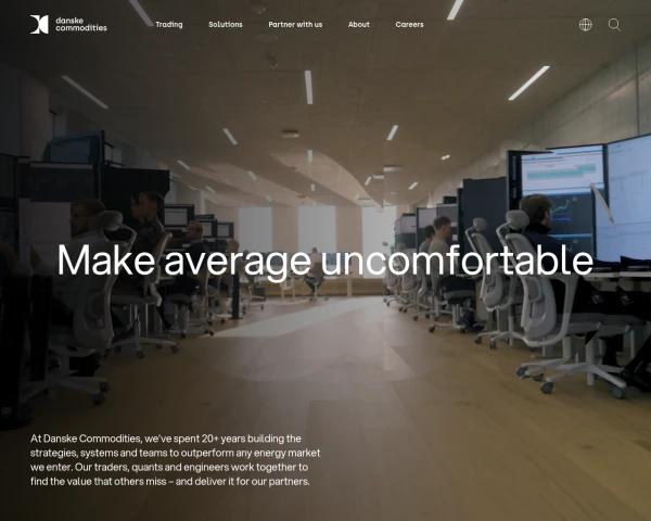 screenshot of Danske Commodities website