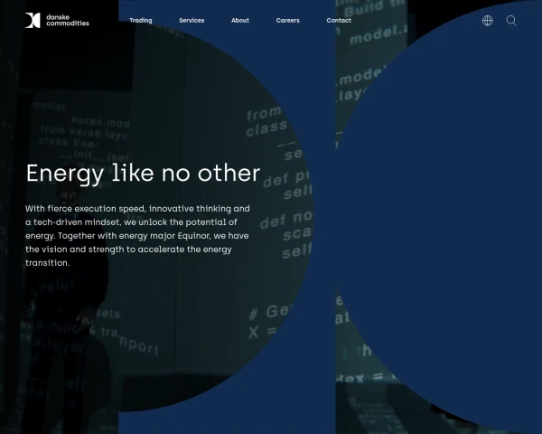screenshot of Danske Commodities website