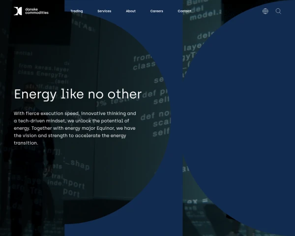 screenshot of Danske Commodities website