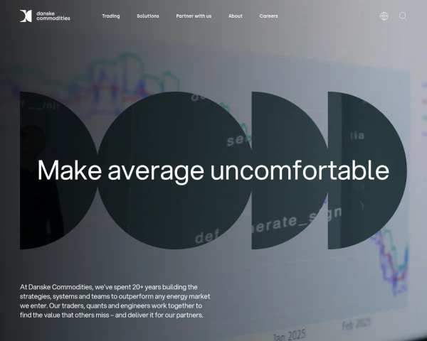 screenshot of Danske Commodities website