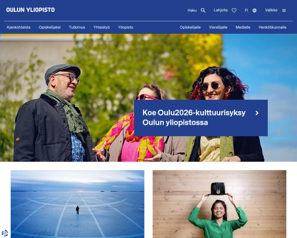 screenshot of University of Oulu website