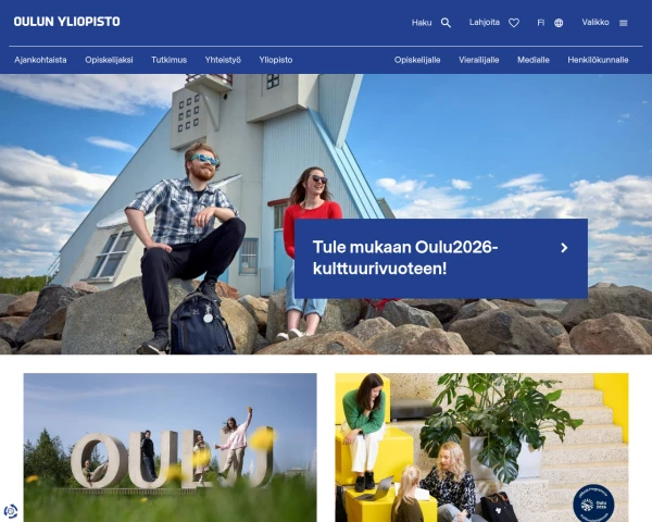 screenshot of University of Oulu website