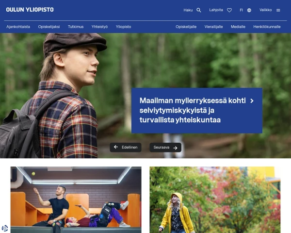 screenshot of University of Oulu website