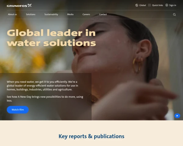 screenshot of Grundfos website
