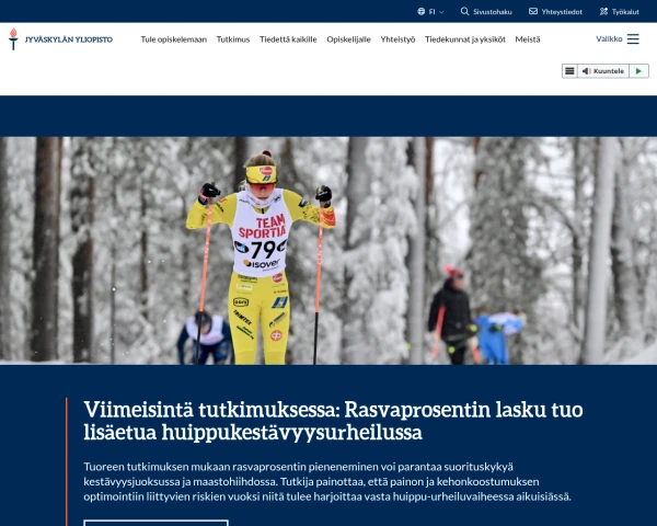 screenshot of University of Jyväskylä website
