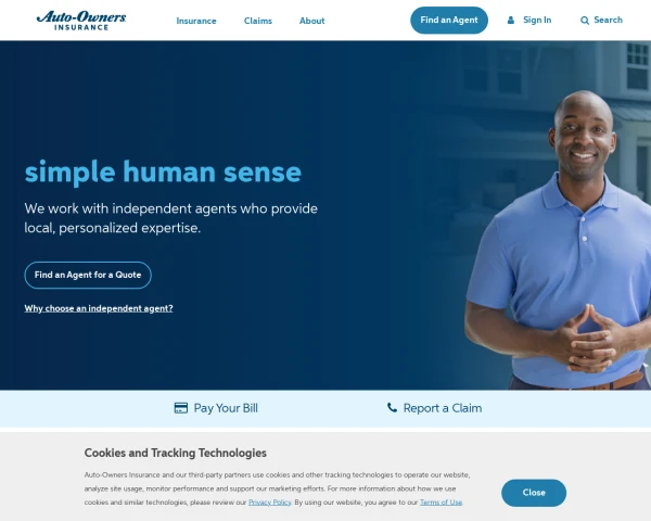 screenshot of Auto-Owners Insurance (Invisible) website