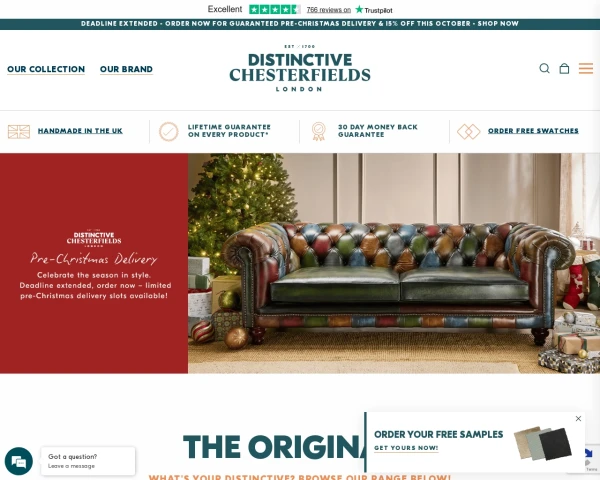 screenshot of Distinctive Chesterfields website