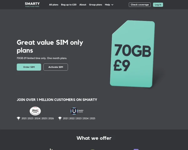 screenshot of SMARTY website