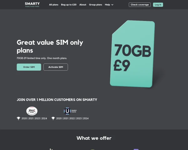screenshot of SMARTY website