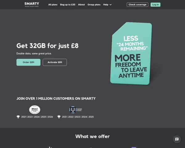 screenshot of SMARTY website