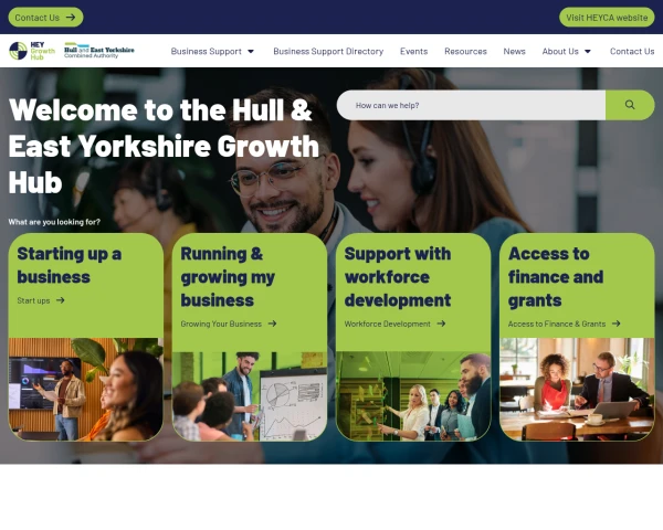 screenshot of HEY Growth Hub website