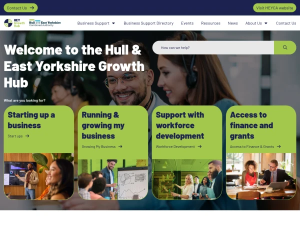 screenshot of HEY Growth Hub website