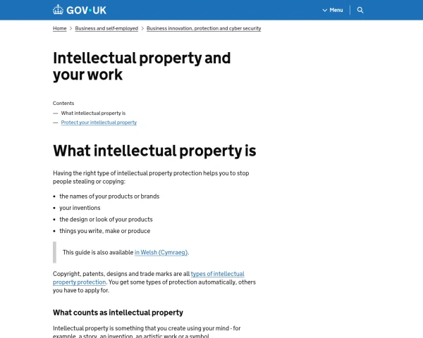 screenshot of Intellectual Property Office website