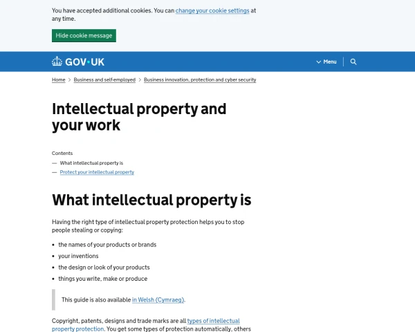 screenshot of Intellectual Property Office website