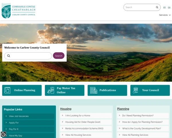 screenshot of Carlow County Council website
