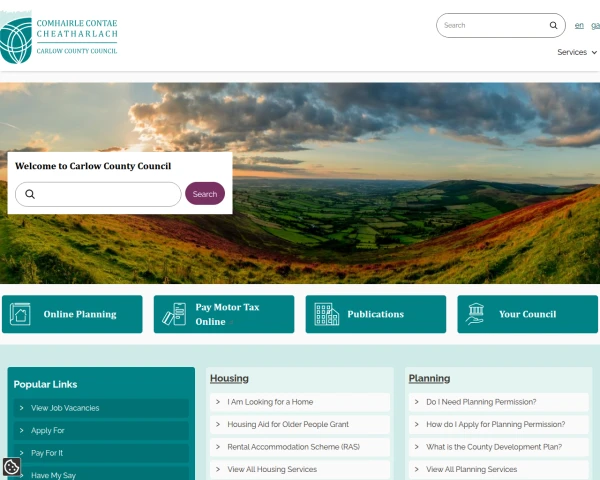 screenshot of Carlow County Council website